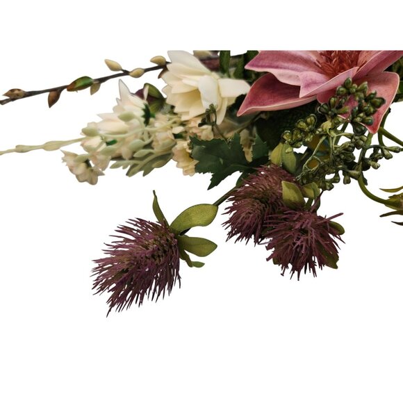 Artificial Mixed Flower Bouquet With Clematis Daisies & Thistle - 6 Stems 20" Ta - Picture 5 of 12